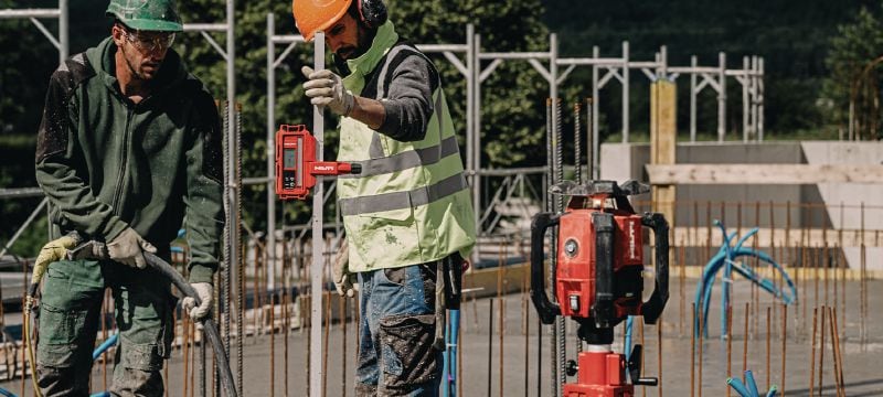 PR 40-22 Single slope rotary laser level Robust exterior rotary laser level with automatic functions for long-distance leveling, aligning, sloping and squaring (Nuron battery platform) Applications 1