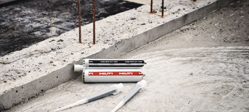 HIT-CT 100 Adhesive anchor Environmentally approved injection mortar for high-performance fastenings in concrete, formulated to meet health and environmental safety requirements Applications 1