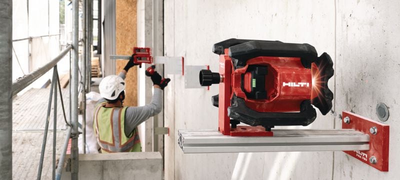 PR 40-22 Single slope rotating laser level Robust exterior rotary laser level with automatic functions for long-distance leveling, aligning, sloping and squaring (Nuron battery platform) Applications 1