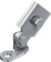 MT-S-H1 FL Pre-assembled seismic brace base One-hole hinged connector with pre-assembled Fast-Lock nut and bolt for assembling seismic bracing of MT strut channel framing