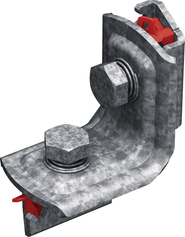 MT-C-Q1 FL OC Pre-assembled corner angle Angle bracket with pre-assembled Fast-Lock nut and bolt for assembling light-duty strut channel structures, for outdoor use with low pollution