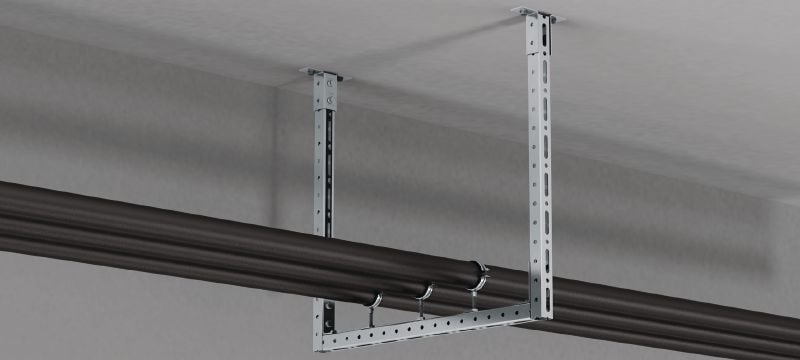 MT-B-T FL Pre-assembled light-duty baseplate Base connector with pre-assembled Fast-Lock nut and bolt for anchoring light-duty strut channel structures to concrete or steel Applications 1